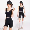 Chaleco deportivo de verano para mujer con almohadillas en el pecho, top de yoga de dos piezas Pilates espalda bonita, conjunto de entrenamiento para correr fitness