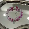 Pulseras Blancanieves Durazno de Buena Relación Calidad-Precio, Set de Cuatro, Pulseras de Perlas con Moño Rosa Durazno Dulces y Lindas, Regalo para Estudiantes y Mejores Amigos