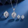 Tiktok live popular 3 Quilates partículas grandes imitación importado americano color D diamante de alto carbono traje anillo colgante traje femenino