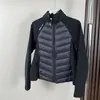Jaqueta Leve de Penas Nova Outono e Inverno 2024 Feminina Gola Casual Moda Fitness Costura Quente Jaqueta de Yoga