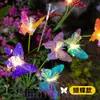 Luzes de jardim movidas a energia solar, luzes de quintal de jardim externas, luzes de gramado para casa, luzes decorativas de fibra óptica de borboleta para solo externas