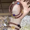 Pulsera apilable de amatista natural de doble círculo con múltiples gemas, citrino amarillo, aguamarina para mujer, diseño de nicho, regalo