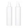 Garrafa PET branca reta personalizada de 24 dentes e 190ml, branco puro, estilo luxo simples e leve, frasco com pump portátil para loção de skincare