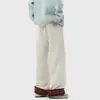 Pantalones de Chándal Gruesos Estilo Americano con Forro de Felpa para Hombre, Invierno Calle Alta Pierna Ancha Cuadros Casuales de Algodón, Peso Pesado Marca de Moda Pantalones Cálidos