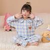 Comércio Exterior Novo 2025 Primavera e Outono Pijama Infantil Fofo Gola de Boneco Cardigan Feminino Manga Longa Roupas de Casa Atacado