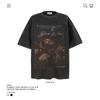 Camiseta de manga curta estilo retrô americano de algodão pesado 250g, lavada, antiga, para homens e mulheres, solta, de verão, de rua alta, meia manga