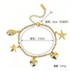Nuevas Joyas de Acero Inoxidable Chapadas en Oro, Pulseras de Cadena Doble Ojo de Concha Océano para Mujer, Versátiles y Elegantes