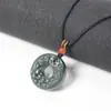 Jade Hetian Natural Zafiro Pixiu, Hebilla de Seguridad Sensible Colgante para Hombres y Mujeres, Anillo de Transferencia con Hebilla de Seguridad Doble Pixiu