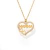 Collar de Clavícula Xinyixin Doble Capa Dopamina Piedra Natural Corazón Letra Acero Inoxidable Lujo Ligero Joyería Transfronteriza Europea y Americana