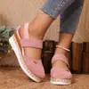 Sandalias Cuña Transfronterizas Europeas y Americanas 2024 Comercio Exterior Talla Grande con Tiras Anchas, Zapatos Versátiles para Mujer en Stock en Temu, Nuevas al por Mayor Tallas Grandes