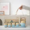 Juego de Té Kung Fu Qianli Jiangshan Cambio de Horno Traje Olla de Haz para el Hogar Taza de Té Bandeja de Té Forbidden City Wenchuang Regalo de Acompañamiento Al por Mayor