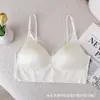 Camisola Sexy de Satén y Encaje Estilo Francés con Copa Integrada Fija, Push-Up, Sin Varillas, Puro Deseo, Espalda Hermosa, Sujetador sin Tirantes para Mujer