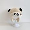 Chapéus Infantis Outono e Inverno Chapéus de Lã para Meninos, Chapéus de Bebê Panda, Fofos Chapéus de Bebê Grossos de Tricô Quentes Protetores de Orelha