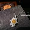 Brincos de floco de neve de turmalina canária banhados a ouro 18K, zircônia flor amarela crepuscular, anel com lapidação flor de gelo