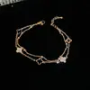 Pulseira de trevo de madrepérola de camada dupla inspirada no estilo coreano ins, com design simples e elegante, acessório feminino versátil