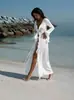 Atacado Transfronteiriço Europeu e Americano Amazon Europeu e Americano Feriado Praia Manga Longa Moda Tendência Renda Cardigã Vestido de Praia