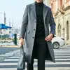 Punto Venta Caliente Ropa de Hombre Transfronterizo Estilo Británico Abrigo Largo de Hombre Manga Larga Abrigo de Lana Otoño Invierno Abrigo de Tejido de Lana