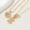 Collar Popular Transfronterizo de Caramelo de Roca Completo Diamante 26 Letras Inglesas para Mujer Cobre Incrustado Chapado en Circonio Flor de Oro Real Juego de Letras Lote