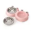 Cuencos para Mascotas Skrtuan de Acero Inoxidable, Doble Cuenco para Comida y Agua para Perros, Gatos y Conejos, Alimentador Antideslizante para Mascotas con Diseño Lindo, Libre de BPA, Aptos para Lavavajillas