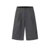 Pantalones de Verano Rumei Estilo Retro Americano con Pliegues Tridimensionales a Cuadros de Siete Puntos para Hombre, Pantalones Cortos Casuales Sueltos Estilo Old Money, Pantalones Rectos de Longitud Media
