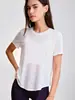 Camiseta Cropped de Secagem Rápida Solta de Manga Curta com Costas Cruzadas para Esportes Yoga Treinamento