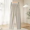 Calça da Mamãe Nova da Primavera de Cintura Alta Elástica de Perna Reta Calça Longa Casual Solta Feminina Calça Feminina para Mulheres de Meia-Idade e Idosas