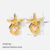 Brincos de Aço Inoxidável Estrela do Mar Tartaruga Transfronteiriços de Verão para Mulheres Design de Nicho Senso de Luxo Leve Toque de Alta Qualidade Ornamentos de Orelha Brincos de Tarraxa Versáteis