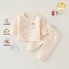Ropa para bebé recién nacido para primavera, otoño e invierno, conjunto acolchado y cálido estilo monje, conjunto separado de tops y pantalones de otoño para bebés