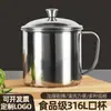 Vaso de agua de acero inoxidable 316 de grado alimenticio, vaso de una sola capa de gran capacidad engrosado con tapa, vaso anticaídas con asa para jardín de infantes