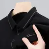 Camisa Polo Masculina de Seda de Gelo Manga Curta Gola Lapela Verão Estampa Quente Masculina Tamanho Grande Camiseta de Meia Manga Terno de Pai Fino