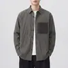 2026 nueva chaqueta de camisa casual de manga larga con bloques de color y patchwork retro estilo montaña para hombre, algodón estilo americano minimalista old-money
