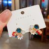 Pendientes de pétalos de cristal hechos a mano, temperamento complejo, moda de nicho, pendientes de pasador de plata que combinan con todo, nuevos pendientes de moda 2024