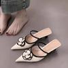 Zapatos de Salón Elegantes de Punta Fina Estilo Verano 2026, Mocasines Franceses de Tacón Alto Inspirados en Chanel con Diseño Floral para Uso en Exteriores