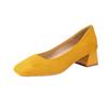 Sapatos de Noiva Vermelhos Estilo Novo Primavera 2026, Sapatos Femininos de Couro Genuíno, Sapatos de Trabalho Pretos Quadrados Rasos de Camurça para Mulheres