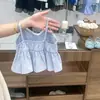 Conjunto de Ropa de Verano para Niñas, Elegante Top Halter de Encaje Estilo Coreano, Versátil Conjunto de Dos Piezas con Falda Corta Dulce para Niños