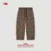 Ropa para Hombre Bk Estampado de Leopardo Moda Urbana 360g Estilo Americano Estampado de Leopardo Felpa Inferior Cintura Elástica Diseño Pantalones Casuales de Pierna Recta
