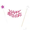 Nueva estrella feliz cumpleaños tela no tejida fiesta bandera de bambú decoración de escena de pastel de cumpleaños tarjeta