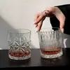 Vaso de whisky de fondo grueso, cristalería de alta gama, cristal para uso doméstico y comercial, vaso de cerveza grabado de lujo ligero, vaso para licores