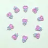 Nova Resina Coração de Pêssego Coração Fofo Laço DIY Arte de Unha Joias Conjunto Caixa Decoração de Unha Usável Unha Atacado