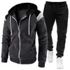Comercio exterior transfronterizo nuevo conjunto de sudadera deportiva casual con cremallera de moda color block para hombre europeo y americano