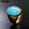 R0021-HK03 Anillo Retro Elegante de Acero de Titanio con Gema para Hombres y Mujeres Anillo de Joyería Simple de Moda Retro Anillo