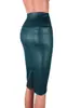 Comércio Exterior Russo Transfronteiriço Estilo Europeu e Americano Sexy Versátil Couro Sintético Cintura Alta Comprimento do Joelho com Fenda e Design Bodycon Atacado