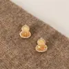 Pendientes Geométricos de Zirconia Ojo de Tigre Aguja de Plata Retro Maillard Nicho Pendientes Elegantes Lujo Accesible Pendientes de Gama Alta para Mujer