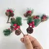 Piñas de Navidad Transfronterizas, Mini Agujas de Pino, Accesorios de Frutas Rojas, Decoraciones para Árbol de Navidad, Ramilletes Simulados, Accesorios de Decoración