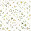 5 pegatinas florales transparentes de PET de margarita fresca, materiales florales frescos pequeños para journaling, pegatinas de taza de té con leche