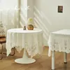 Toalha de Mesa Renda Retrô Branca Luxo Leve Mesa de Centro Mesa de Cabeceira Gabinete de TV Capa à Prova de Poeira Retangular Quadrado Geladeira Livro Atacado