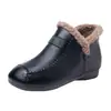Zapatos de Invierno de Cuero Suave Antideslizantes para Madres, Zapatos de Algodón Cómodos de Suela Blanda con Forro Polar para Ancianos, Zapatos de Cuero Suave, Zapatos de Invierno para Mujer, Botas de Moda
