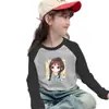 Camiseta base de manga larga raglán para niña 2026 Otoño/Invierno Nuevo Estilo Térmica de Polar para Niños Elegante Camiseta de Cuello Redondo
