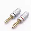 Plug Banana Bananinha 4mm Banhado a Ouro Cobre Sem Solda Sem Logo Cabo de Áudio para Caixa de Som Cabeça Banana Fio Vermelho e Preto Carcaça de Alumínio