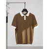 Camisa Polo Tricô Camiseta de Manga Curta Polo Masculina com Color-Blocking Estilo Old Money Negócios Verão Fábrica Atacado Transfronteiriço